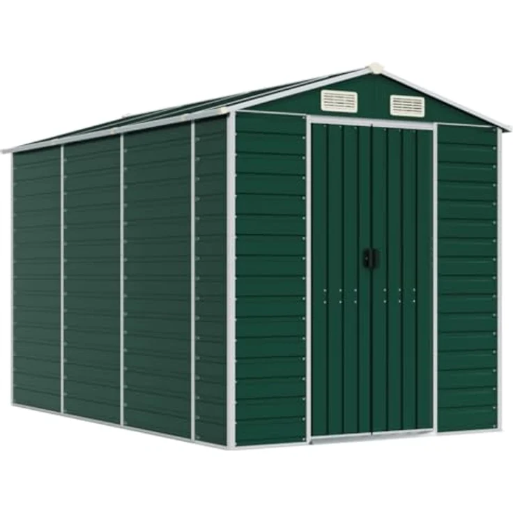 vidaXL Gerätehaus Grün 191x300x198 cm Verzinkter Stahl – Bild 1