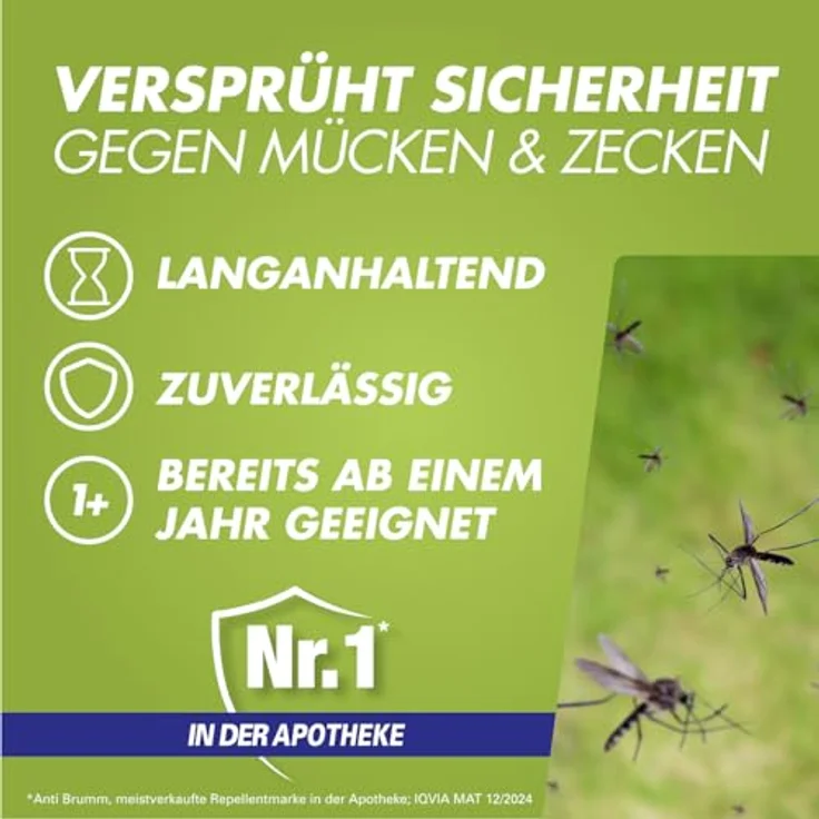 HERMES Arzneimittel GmbH ANTI-BRUMM Naturel Insektenspray, 150 ml Pumpzerstäuber, schützt bis zu 5 Stunden vor Mücken und Zecken – Bild 2