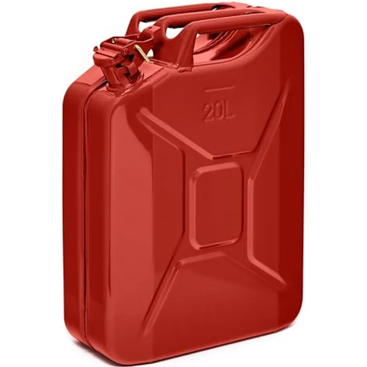 BW® Kraftstoffkanister Metall 20 Liter, RAL 3000 Rot - TÜV-geprüft, UN-zugelassen, robust und korrosionsbeständig