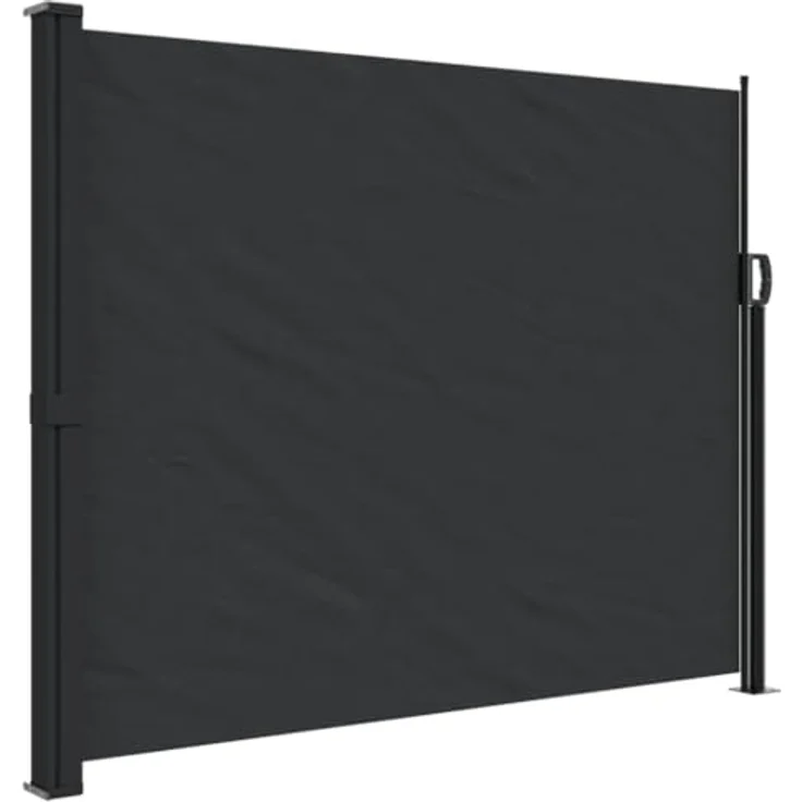 vidaXL Seitenmarkise, Wandmarkise mit PU-Beschichtung, Sichtschutz für Balkon Terrasse Garten, Windschutz Markise, Ausziehbar Schwarz Polyester – Bild 1