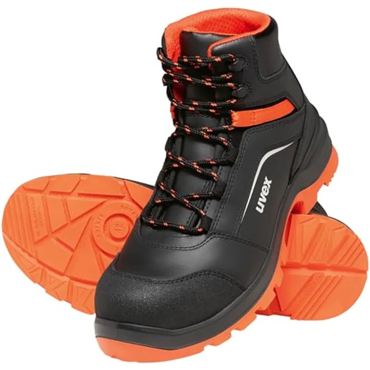Uvex 2 Xenova Sicherheits-Stiefel, Gr. 44, S3, ESD, SRC, metallfrei, schwarz/rot