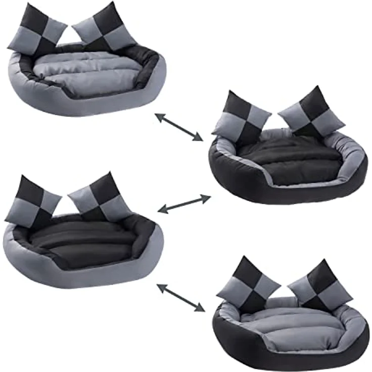 Petstuff Hundebett, Wendefunktion, herausnehmbares Kissen, wasserabweisend, abwaschbar, Farb- u. Größenwahl, grau/schwarz, S – Bild 3