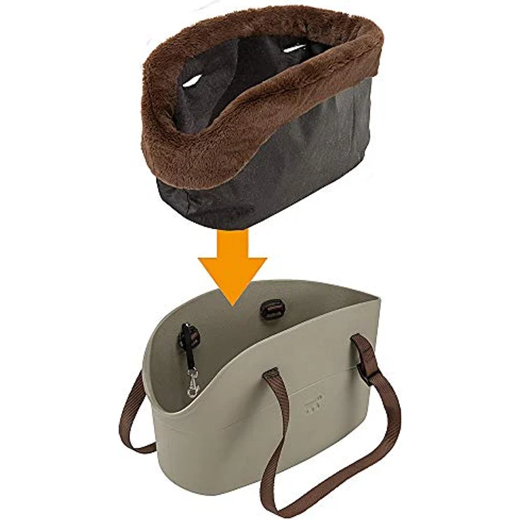 Ferplast Hundetragetasche für kleine Hunde und Katzen WITH-ME, Transporttasche für Haustiere, Hundetasche, verstellbare Trageriemen, Sicherheitsgurt inklusive,, 21,5 x 43,5 x h 27 cm Taupe – Bild 5