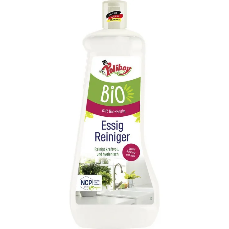 Poliboy POLIBOY Bio Essig Reiniger 1 L Allzweckreiniger, hygienische Sauberkeit mit Bio-Essig, NCP Vegan zertifiziert