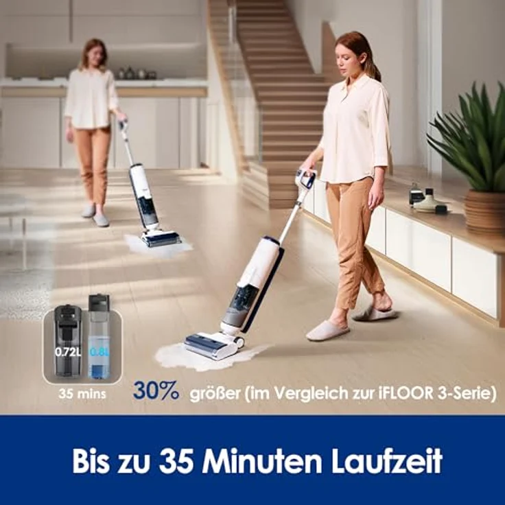 Tineco iFLOOR 5 Breeze Complete Nass Trockensauger, Kabellos mit Dreifacher Batterielebensdauer, Selbstreinigung, Blau – Bild 4