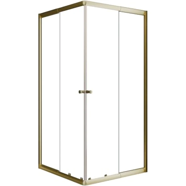 Schulte Duschkabine Sunny Eckeinstieg mit Schiebetüren, 180 cm hoch, variabel montierbar (75x75, 80x80, 90x90, 75x90 cm), 4 mm Sicherheitsglas, Goldoptik matt S1 – Bild 3