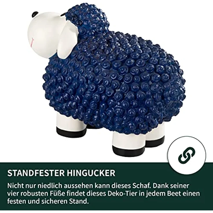 VERDOBA Mini Deko Schaf Molly, wetterfeste Gartendeko Figur in Blau, ca. 21 x 12,5 x 16,5 cm, standfest aus robustem Kunstharz – Bild 5