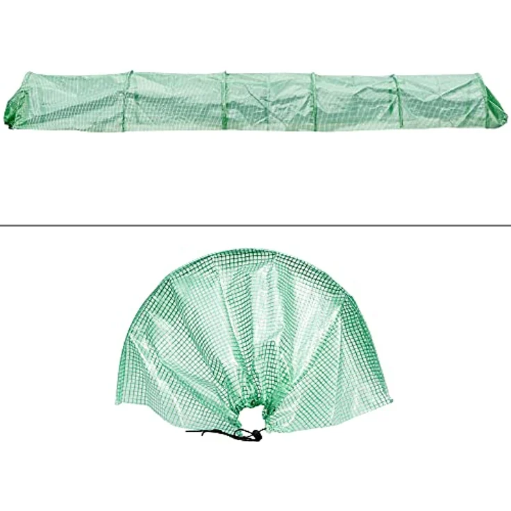 ECD Germany 2X Folientunnel Pflanztunnel 300x55x35 cm 3m Transparent/Grün PE-Gitterfolie 135 g/m² mit 6 Gewölbter Stahldraht Ø 2mm, Foliengewächshaus Gewächshaustunnel Gewächshaus Treibhaus Frühbeet – Bild 3