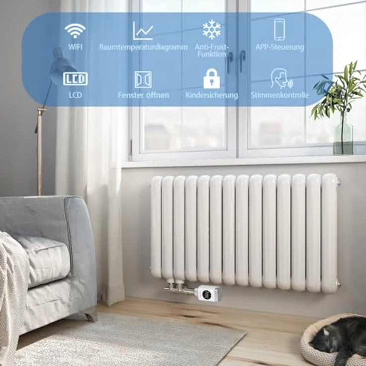 SALCAR Smart Home Heizkörperthermostat TRV801W 3er Set, WiFi Thermostat kompatibel mit Amazon Alexa & Google Assistant, programmierbar, inkl. 18 Adapter und 9 Batterien, kein Gateway erforderlich – Bild 2