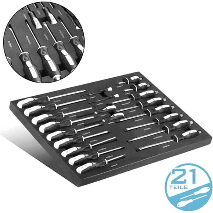 STAHLWERK 21-teiliges Schraubendreher-Set mit Schaumstoffeinlage, PH und SL, ergonomische Griffe, hochwertige Verarbeitung – Bild 2