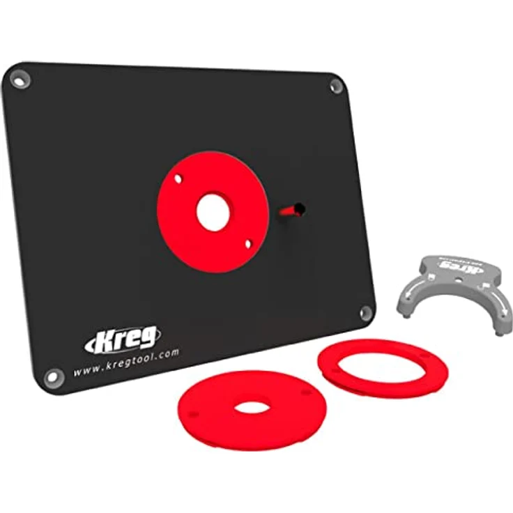 KREG PRS4034 Frästisch Einlegeplatte vorgebohrt 298 x 235 x 9 mm + 3x Reduzierring 25 mm - 30 mm - 67 mm – Bild 1