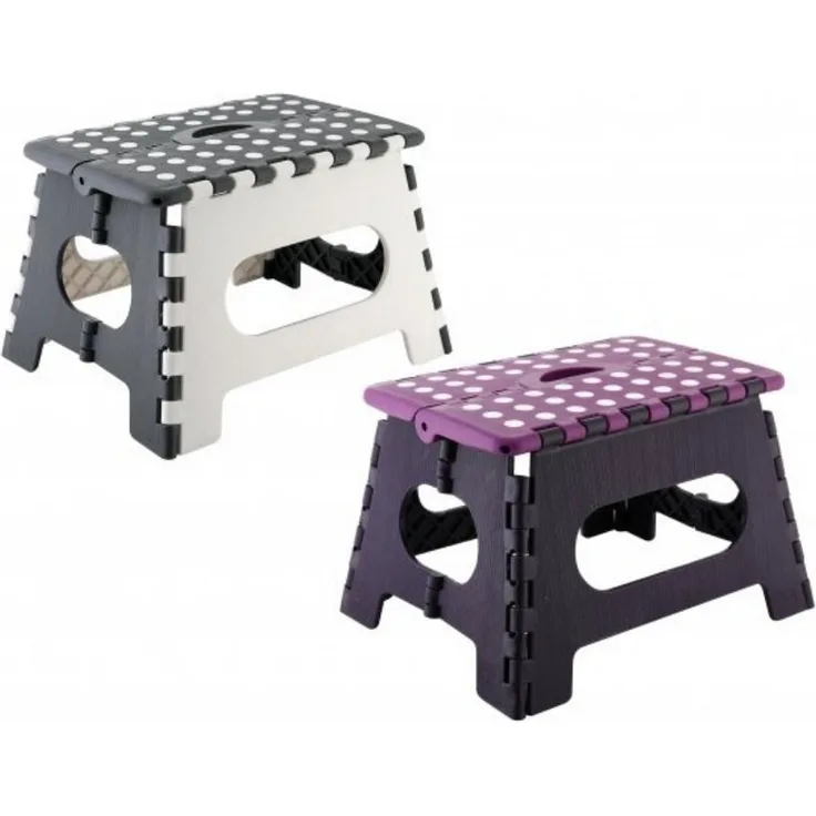 axentia Klapptritt Klapptritt, klein 235098 (1-St) mit rutschhemmender Trittfläche - Grau/Weiß/Lila, Platzsparend zusammenklappbar