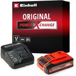 Einhell 4 Ah PLUS Power X-Change Starter Kit, 18 V Akku, 3 A Ladegerät, schnelles Laden, passend für alle Power X-Change Geräte