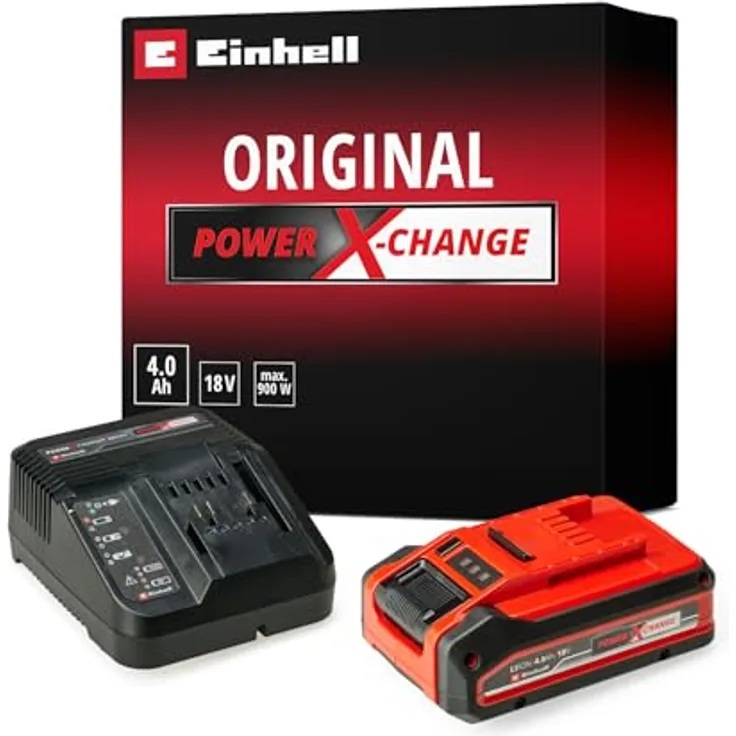 Einhell 4 Ah PLUS Power X-Change Starter Kit, 18 V Akku, 3 A Ladegerät, schnelles Laden, passend für alle Power X-Change Geräte