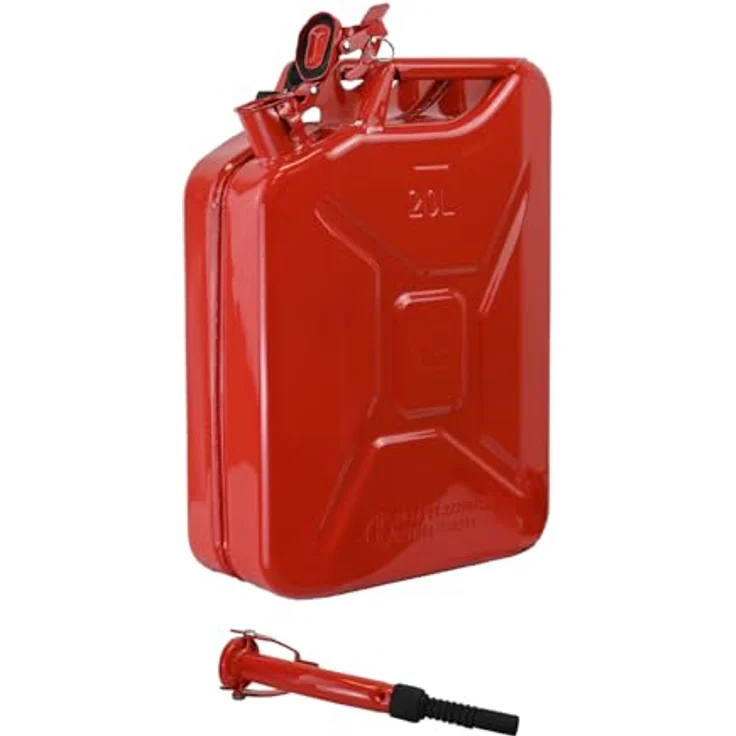 TRUTZHOLM Metallkanister 20l Benzinkanister rot, mit flexiblem Ausgießer und Halterung, korrosionsbeständig, UN-zugelassen – Bild 1