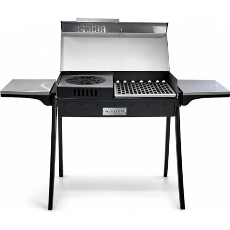 Grillpeter Profi Mangal Bulat 70, Schaschlikgrill aus 3mm Stahl mit Edelstahl-Deckel, Ablagen und Grillrost – Bild 1