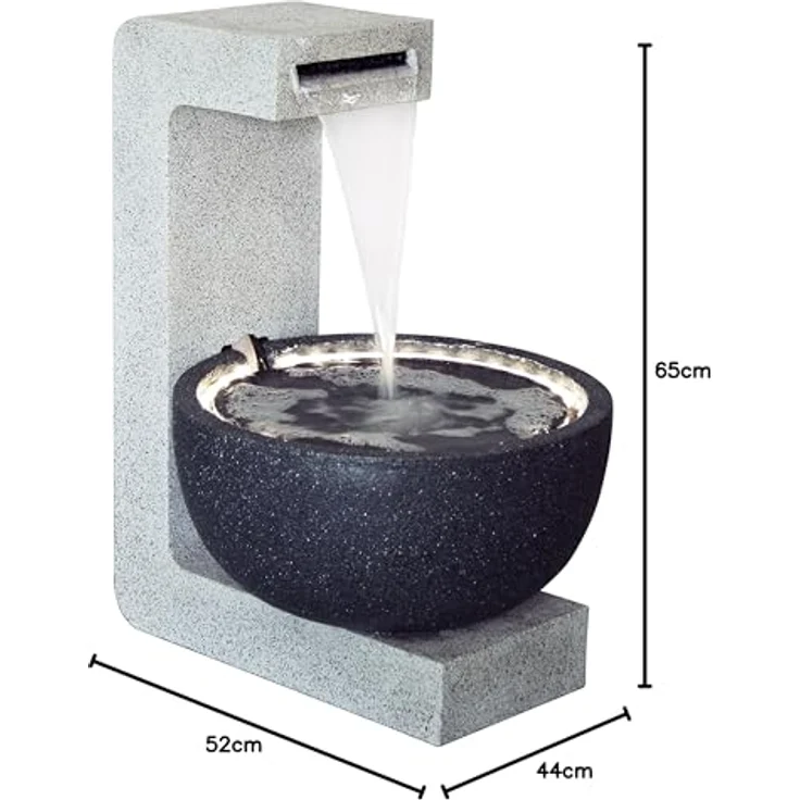 dobar Großer Design-Gartenbrunnen mit runder Schale 52 cm x 44 cm x 65 cm – Bild 14
