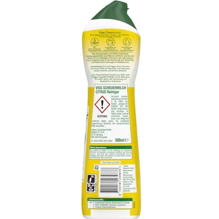 Viss Cleanboost Scheuer-Milch Citrus 500ml - Gegen Fett und Schmutz (1 Allzweckreiniger) – Bild 2