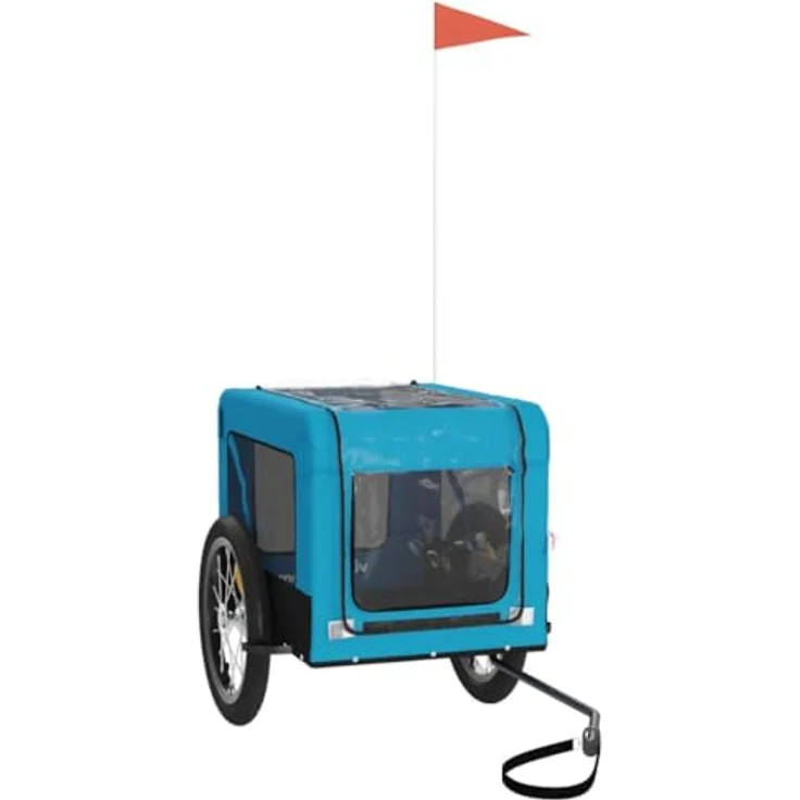 vidaXL Hunde-Transportbox Fahrradanhänger Blau und Schwarz Oxford-Gewebe Eisen mit PVC-Dach und Reflektoren – Bild 4