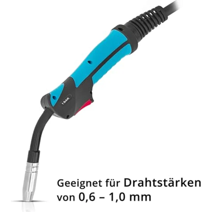 STAHLWERK AK15/MB15 Schweißbrenner-Set, 3 Meter Schlauchpaket, gasgekühlte MIG/MAG Pistole 180 Ampere, Eurozentralanschluss, inkl. Brennerhalter mit Magnet-Standfuß – Bild 5