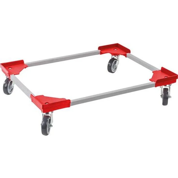 NoName Transportroller für Euro-Normkästen, robuster Kunststoffrahmen, rot, 610 x 810 mm
