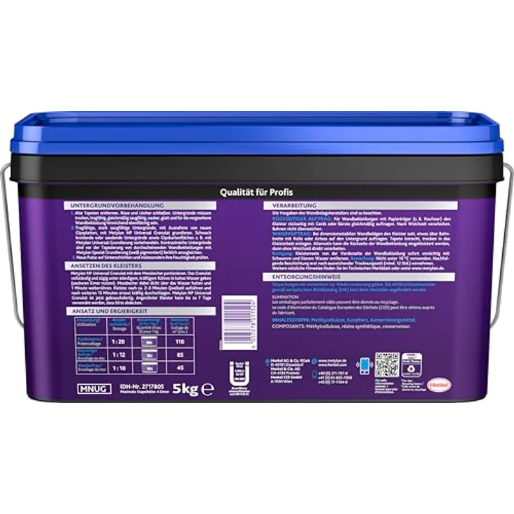 Metylan NP Hohe Klebkraft Universal Granulat, Tapetenkleister mit hoher Klebkraft für schwierige Untergründe, transparent, 1x5kg – Bild 2