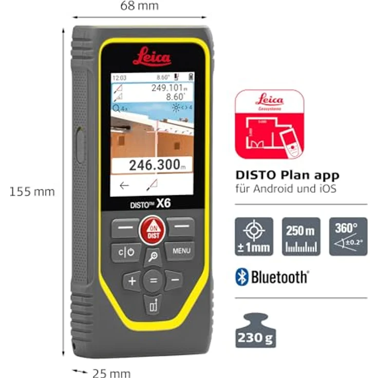 Leica DISTO X6 Set, Laserentfernungsmesser mit DST 360-X, TRI 120 und metaBOX, robust und effizient für digitale Arbeitsprozesse – Bild 3