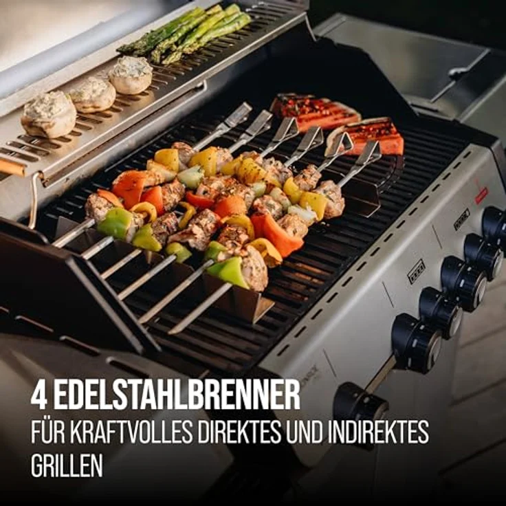 Enders Monroe Pro 4 SIKR Turbo, Gasgrill mit 4 Brennern, Hochleistungshitzezone, Rückwandbrenner und gusseisernem Grillrost – Bild 5