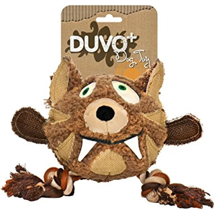 Duvo+ 171318 Canvas Plüsch Tiger, Robustes Hundespielzeug mit geflochtenem Seil aus natürlichen Materialien