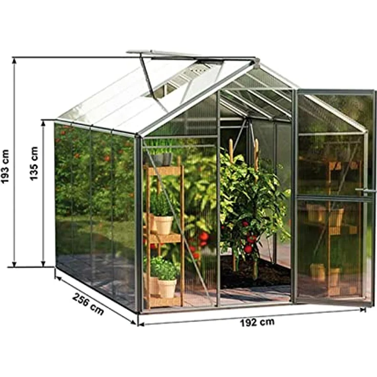 GFP Gewächshaus ECO 4 Alu-Rahmen 192x256 cm 6 mm Doppelstegplatten, mit Fundamentrahmen automatischer Fensteröffner - Made in Austria – Bild 3