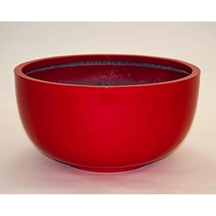 Elegant Einrichten Pflanzkübel Fiberglas Schale-Rund D50xH25cm Hochglanz-Rot, UV-beständig und frostsicher – Bild 3