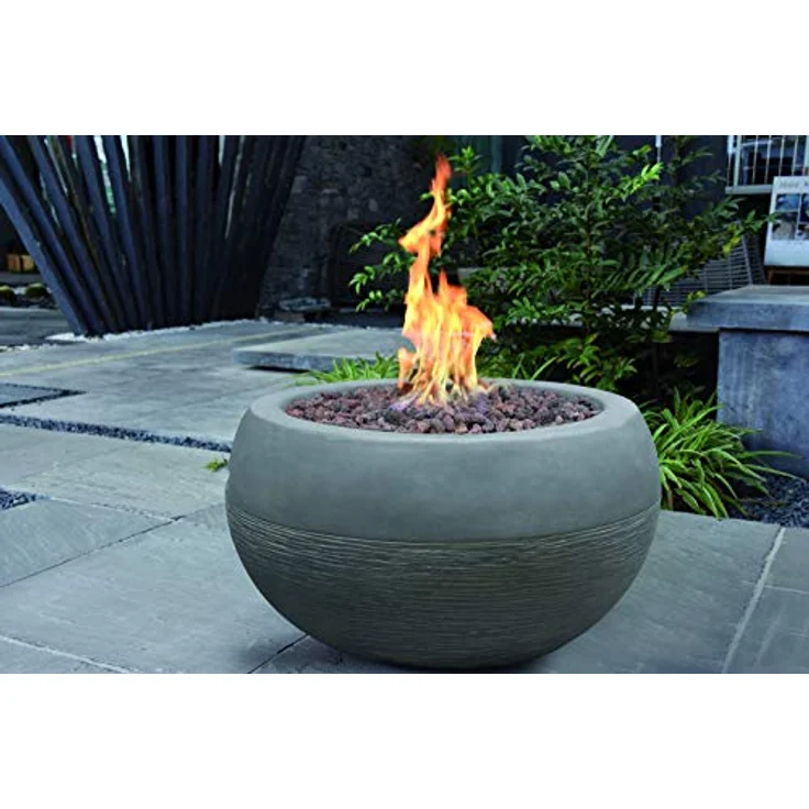 Elementi Feuerstelle Marra, Gas-Feuerstelle aus Faserbeton in Grauer Beton-Optik, 74x52x74 cm, inkl. rötliche Lavasteine, stufenlose Gas-Regulierung – Bild 2
