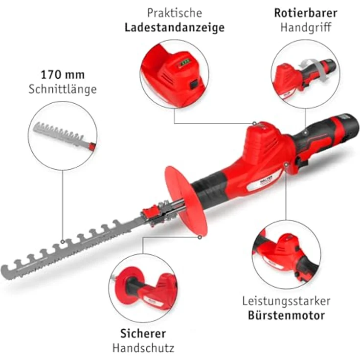 WALTER 2-in-1 Heckenschneider & Astsäge, kabellos, 12V, 2 Akkus, ergonomischer Griff, werkzeugloser Klingenwechsel, leicht & kompakt – Bild 3