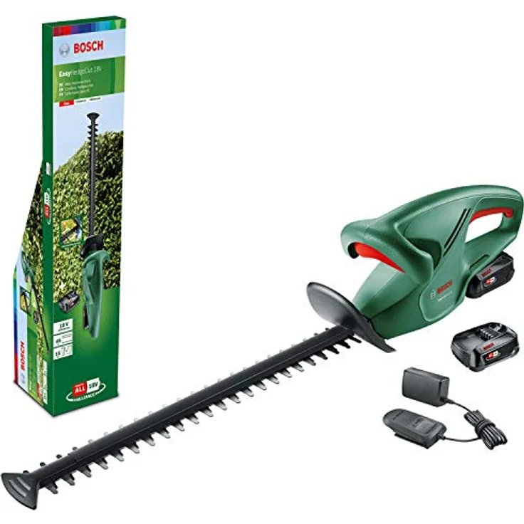 Bosch Akku Heckenschere EasyHedgeCut 18-45 (2 Akkus 2,0 Ah, 18-Volt-System, Messerlänge 45 cm, im Karton) – Bild 1