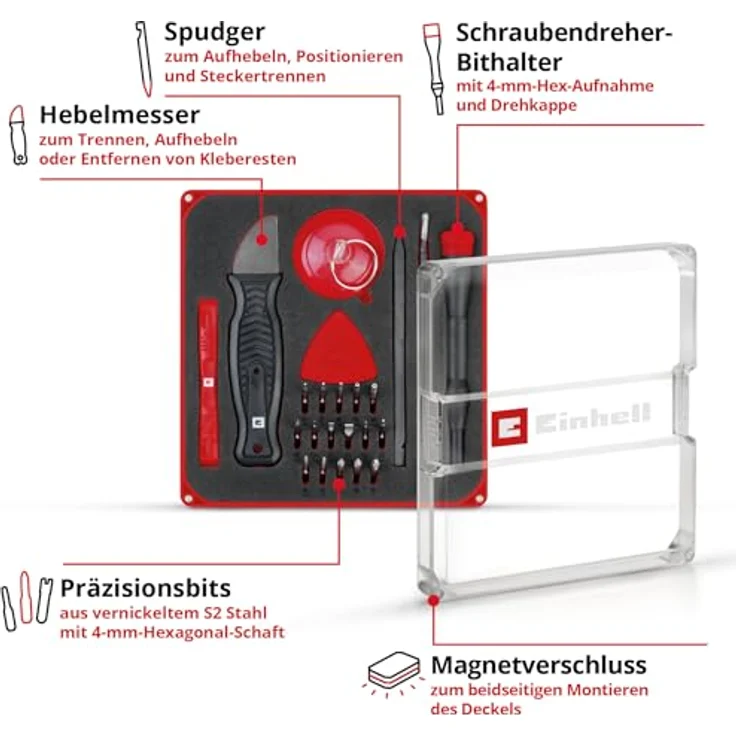 Einhell Präzisionsbit-Set 28-teilig, einschließlich Schraubendreher-Bithalter, S2 Stahl Bits und Reparaturwerkzeugen für Elektronik – Bild 3