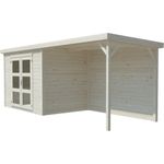Palmako Gartenhaus Odette 1 Pergola, 560 x 184 cm, 19 mm Blockbohlen aus naturbelassenem Fichtenholz, inkl. Montageset und Dachpappe
