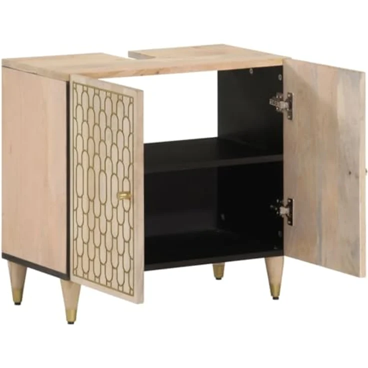 vidaXL Waschbeckenunterschrank 62x33x58 cm Massivholz Mango – Bild 3