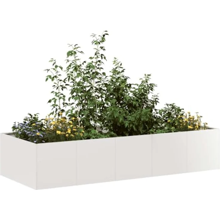 vidaXL Pflanzkübel 200x80x40 cm Edelstahl, großes Hochbeet für Garten und Terrasse – Bild 2