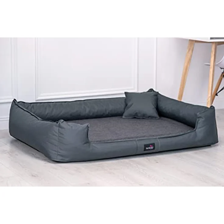 tierlando® Orthopädisches Hundebett Goofy Polyester | ~ inkl. Matratzenschoner ~ (G4 | 110 x 90 cm, L99 Dunkelgrau Leinen) – Bild 2