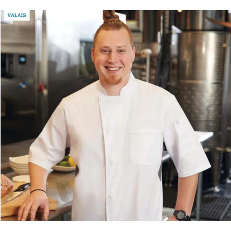 Chef Works Kochjacke Valais kurzarm Kochbekleidung Bäckerjacke Berufskleidung weiß, M