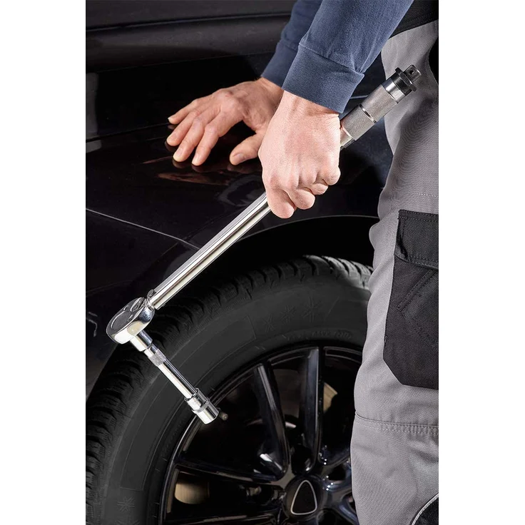 Deuba Reifenwechselset Hydraulischer Wagenheber 2t inkl. Gummiauflage + Drehmomentschlüssel 6tlg. 1/2 28-210Nm + Koffer Vorteilsset – Bild 3