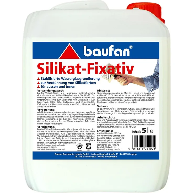 Baufan Silikat Fixativ Grundierung Wasserdampfdiffusionsfähig Für Innen und Außen 5L