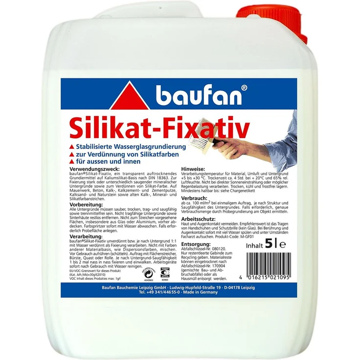 Baufan Silikat Fixativ Grundierung Wasserdampfdiffusionsfähig Für Innen und Außen 5L