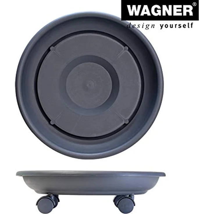 WAGNER Pflanzenroller SERIE K, Ø 34 x 9 cm, anthrazit, für Innen- und Außenbereich, Tragkraft 50 kg, witterungsbeständig, Made in EU – Bild 5