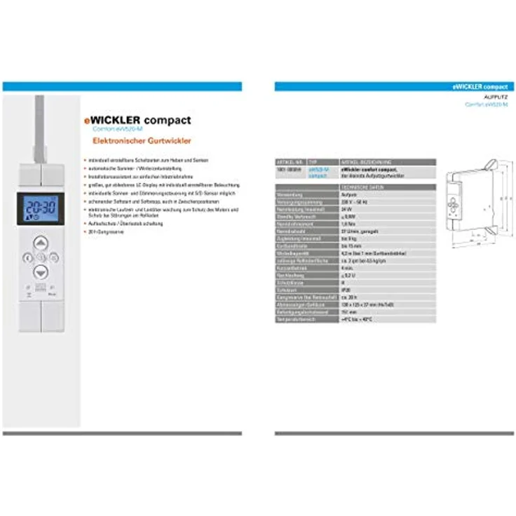 WIR elektronik eWickler COMPAcT Comfort eW520-M, kleinster Aufputzgurtwickler bis 9 kg, für 15 mm Gurtbandbreite, einstellbare Fahrtzeiten, inkl. Netzstecker – Bild 5