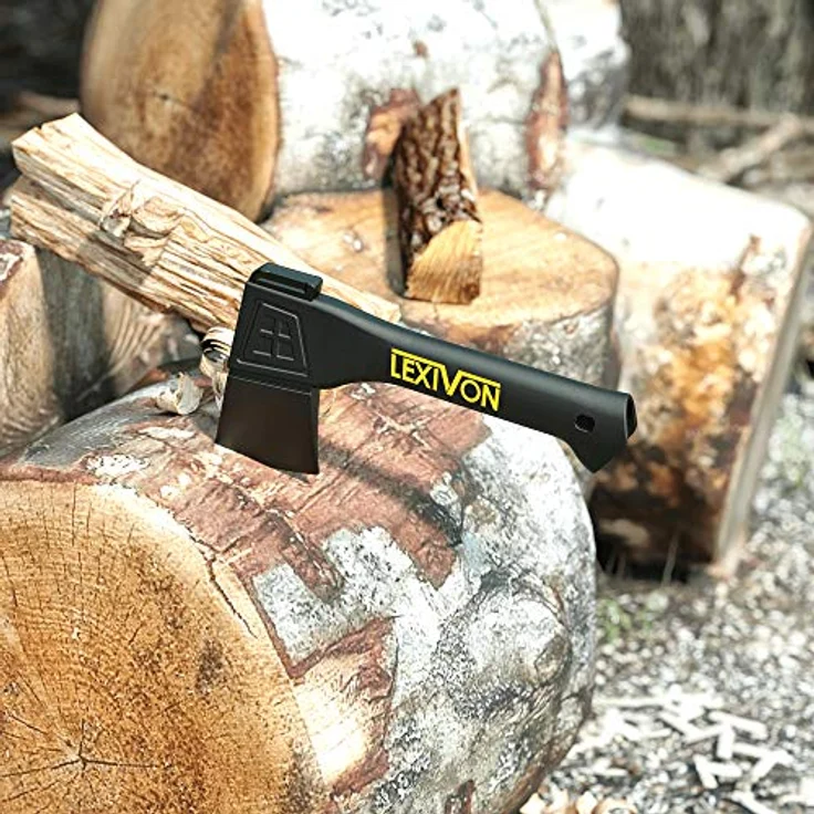LEXIVON axt Länge 23 cm, klein Outdoor axt für Garten und brennholz, Bauen und Hacken, Survival Camping Beil mit Ergonomischer Griff, Leichter Glasfaserverbund-Stil, Schutzhülle inklusive (LX-V9) – Bild 5