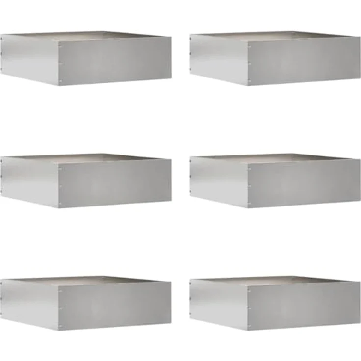 vidaXL Raseneinfassung 6er Set, Edelstahl Silber, 40 x 40 x 13 cm, strapazierfähige Rasenbarriere für Garten und Terrasse, moderne Metallkante, einfache DIY-Installation – Bild 1