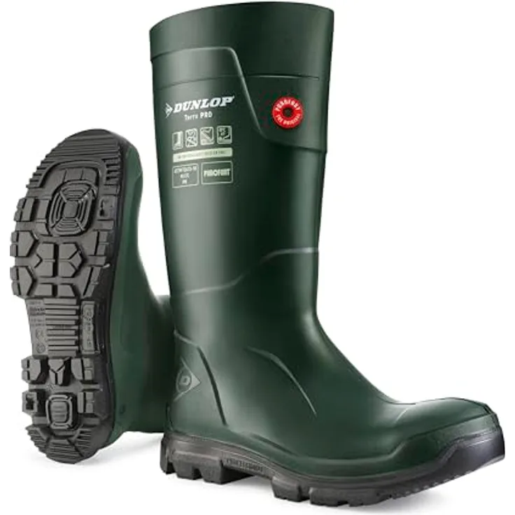 Magni Dunlop "TerraPro", Sicherheits-Gummistiefel S5, grün, Größe 37, wasser- und chemikalienbeständig, leicht und robust