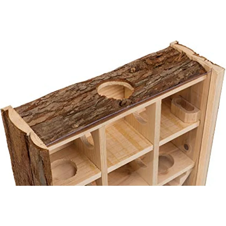 TRIXIE Natural Living Spielturm für Mäuse und Zwerghamster, mit 9 Kammern, Rindenholz, 30 x 30 x 10 cm – Bild 6