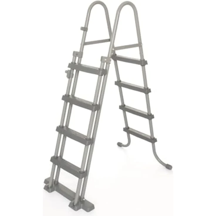 vidaXL Poolleiter Bestway Poolleiter 4 Stufen Flowclear 122 cm 58331 Kindersicher, Grau, Korrosionsbeständiger Metallrahmen, Maximale Tragfähigkeit 150 kg, für Poolhöhe bis 122 cm, 2 x 4 rutschsichere Sprossen, Bestway Artikelnummer 58331 – Bild 1